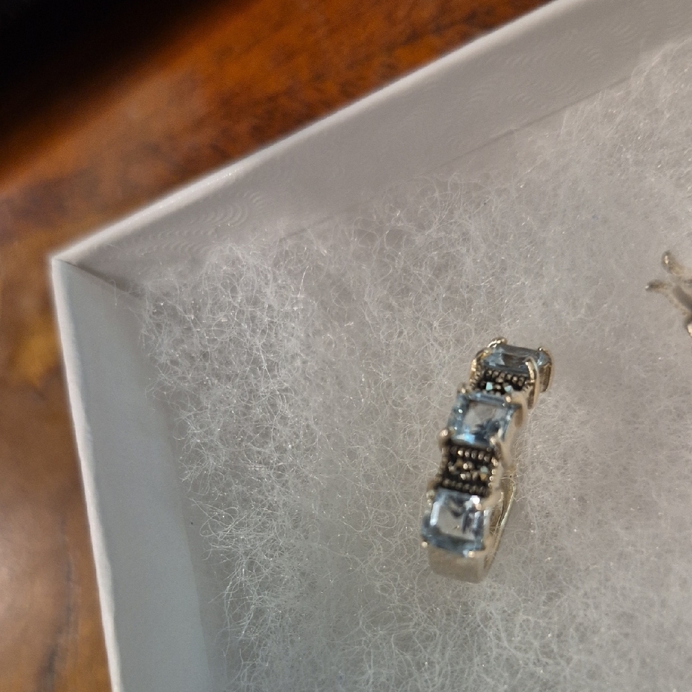 Elegant Silver .925 and Blue Gemstone Earrings - Picture 3 of 6